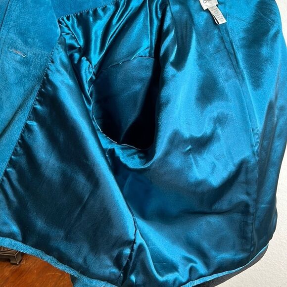 Chico’s | Suede Leather Teal Jewel Tone Swing Coat | Size Large (Chico’s 2) - Picture 12 of 12